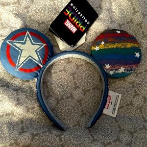 Pride Marvel Disney Parks Captain America ears headband, New!🇺🇸🏳️‍🌈✨